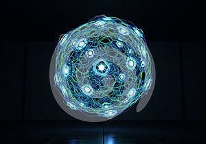 A glowing, spherical structure composed of interconnected