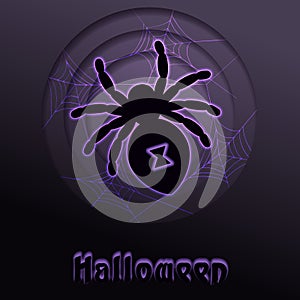 Glowing spider paper cut halloween design