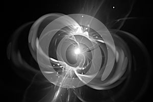 Glowing spinning neutron star black and white effect photo