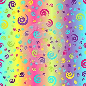 Glowing spiral background. Seamless vector gradient pattern