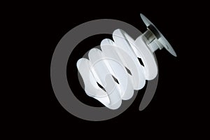 Glowing Spiral CFL Lamp Black Background