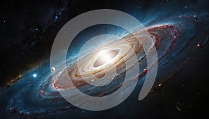 Glowing spiral galaxy in deep space.