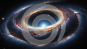 Glowing spiral galaxy in deep space.