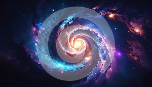 a glowing spiral galaxy in deep space