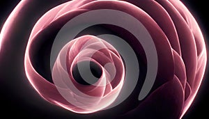Glowing spiral rose bud pink black light flower AI generated
