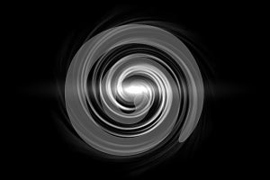 Glowing spiral tunnel with white cloud on black background