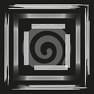 Glowing square lines. Abstract frame pattern. Optical light effect. Vector geometric design.