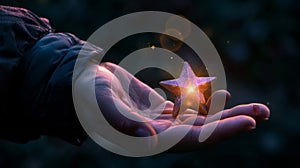 A Glowing Star in Hand. AI generated