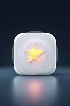 Glowing star icon on a white button