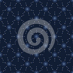 Glowing Stars Texture Seamless Vector Pattern. Drawn Starry Sky