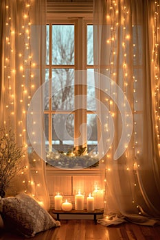 glowing string lights creating a warm holiday ambiance