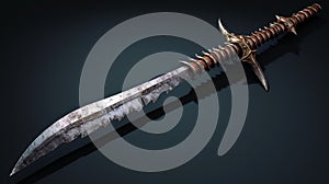 Glowing Sword Of The Jungle A Weathered Spiked Weapon For Fantasy Dungeons