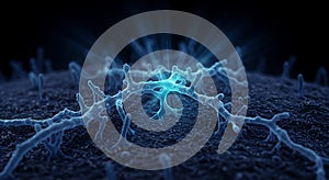 Glowing synapses transmit data on a dark surface