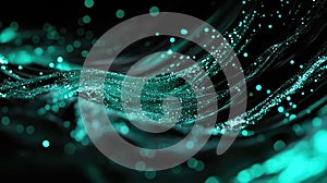 Digital data stream flowing through abstract network lines