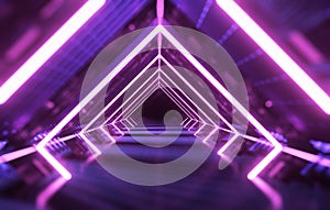 Glowing Techno Corridor Futuristic 3D Render with Abstract Design-High-Tech, Cyber and Neon Elements