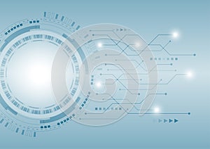 Glowing technology circle and circuit board with abstract background