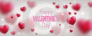 Glowing text for Happy Valentines Day greeting card. Cute love banner for 14 February.