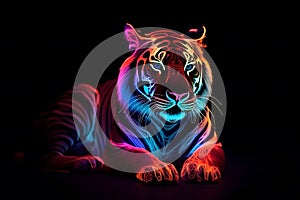 Glowing tiger portrait, Generative AI