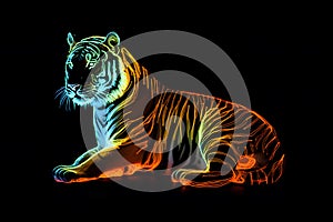 Glowing tiger portrait, Generative AI