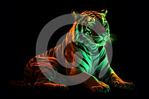 Glowing tiger portrait, Generative AI