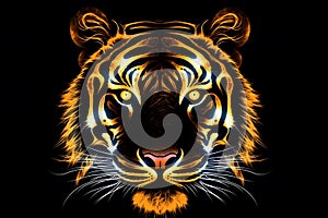 Glowing tiger portrait, Generative AI