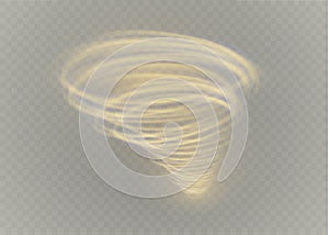 A glowing tornado. Rotating wind. Beautiful wind effect. Isolated on a transparent background. Vector illustration