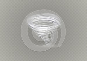 A glowing tornado. Rotating wind. Beautiful wind effect. Isolated on a transparent background. Vector illustration