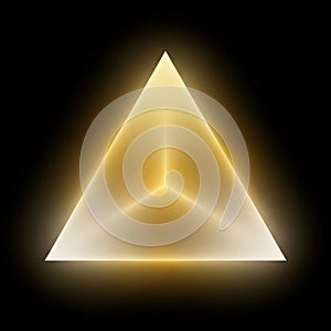 A glowing, translucent pyramid is set