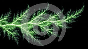 Glowing Tree-Like Fractal Pattern with Branching Symmetry on Black Background Representing Recursive Growth, Complexity