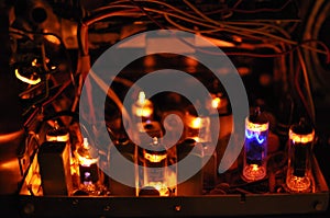 Glowing tubes in antique radio