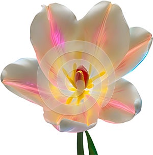 Glowing Tulip, Close-up image of Glowing tulip flower. Ai-Generated.