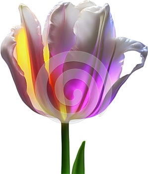 Glowing Tulip, Close-up image of Glowing tulip flower. Ai-Generated.