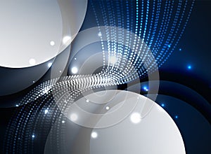 Glowing wave created with particles on dark color background