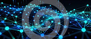 Neon Data Wave Network with glowing nodes