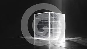 Glowing White Cube Abstract Digital Art