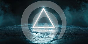 Glowing White Neon Triangle Floating in Space for SciFi Abstract Geometry and Futuristic Art Projects