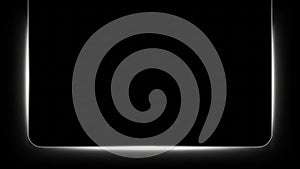 Glowing white rounded rectangle border on a black background frame light