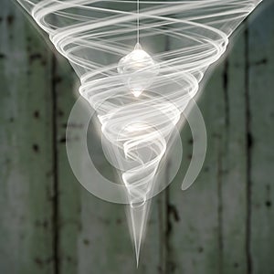 Glowing white vortex of light with a central sparkle