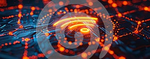 Glowing WiFi Connectivity - Abstract Futuristic Tech Background with Data Streams and Network Nodes in 3D Render. Generative AI