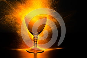 Glowing Wine Glass with Sparks