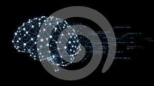 Digital Brain with Glowing Network and Binary Code â Concept of AI and Neural Systems