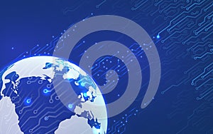 Glowing world globe and contacts