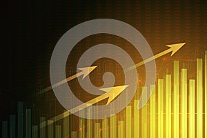 Glowing yellow business chart