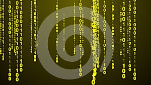Glowing Yellow Golden Binary Code Data Stream