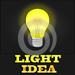 Glowing yellow light bulb as inspiration concept