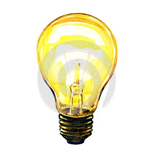 Glowing yellow light bulb idea concept