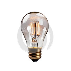 Glowing yellow light bulb. Tungsten light bulb isolated on background