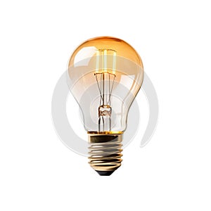 Glowing yellow light bulb. Tungsten light bulb isolated on background