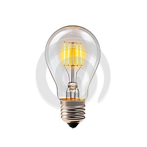 Glowing yellow light bulb. Tungsten light bulb isolated on background