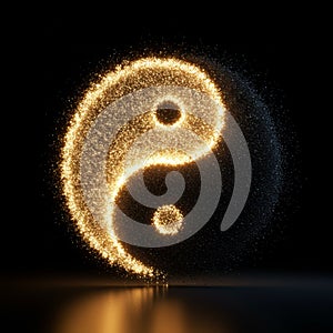 Glowing Yin Yang Symbol Abstract Particle Design